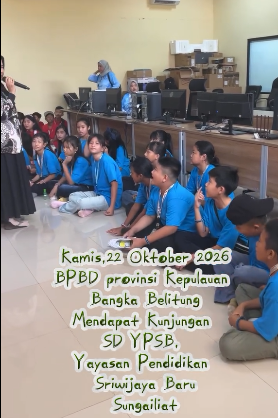 Kunjungan SD YPSB, Yayasan Pendidikan Sriwijaya Baru,Sungailiat ke BPBD Provinsi Kep.Babel.